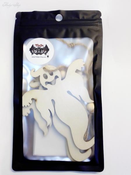 3 ulkige Geister Anhänger Holz